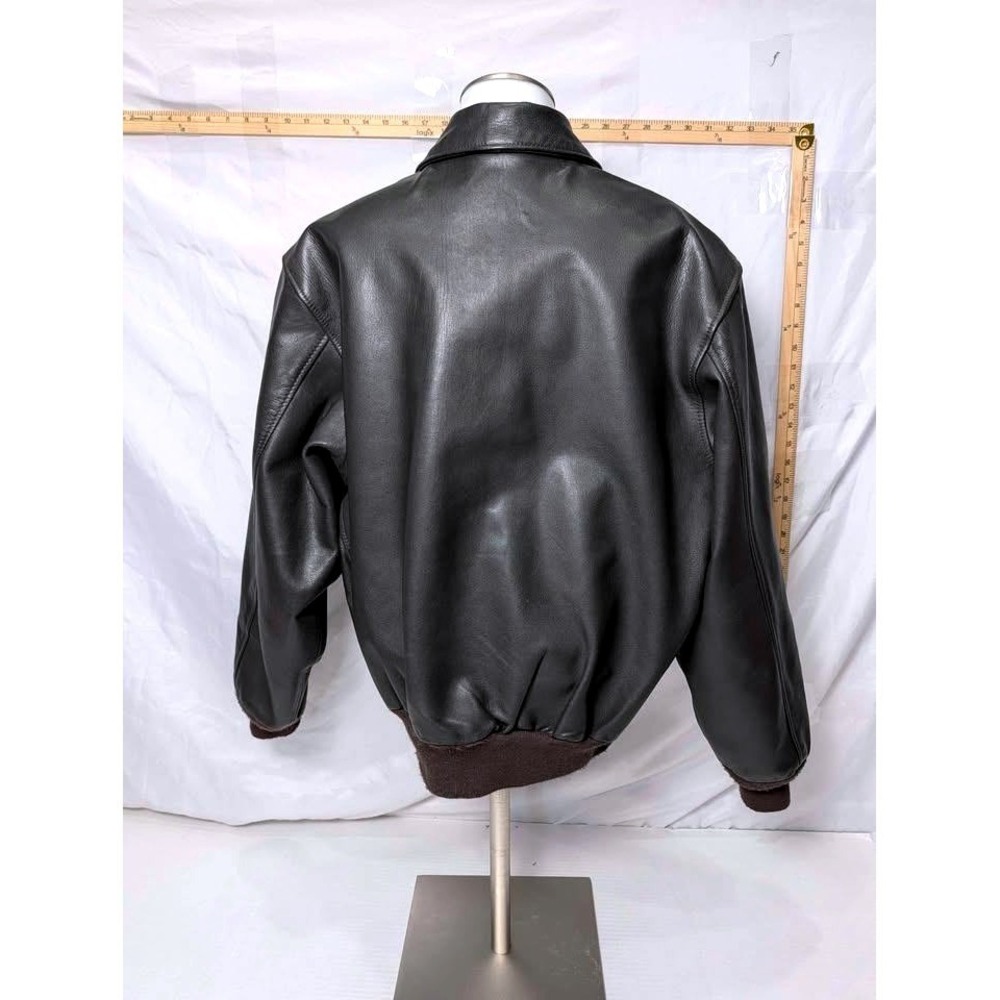 US Wings A-2 Leather Flight Jacket Brown Dept of State Patch Mens Large USA Made - Picture 2 of 10